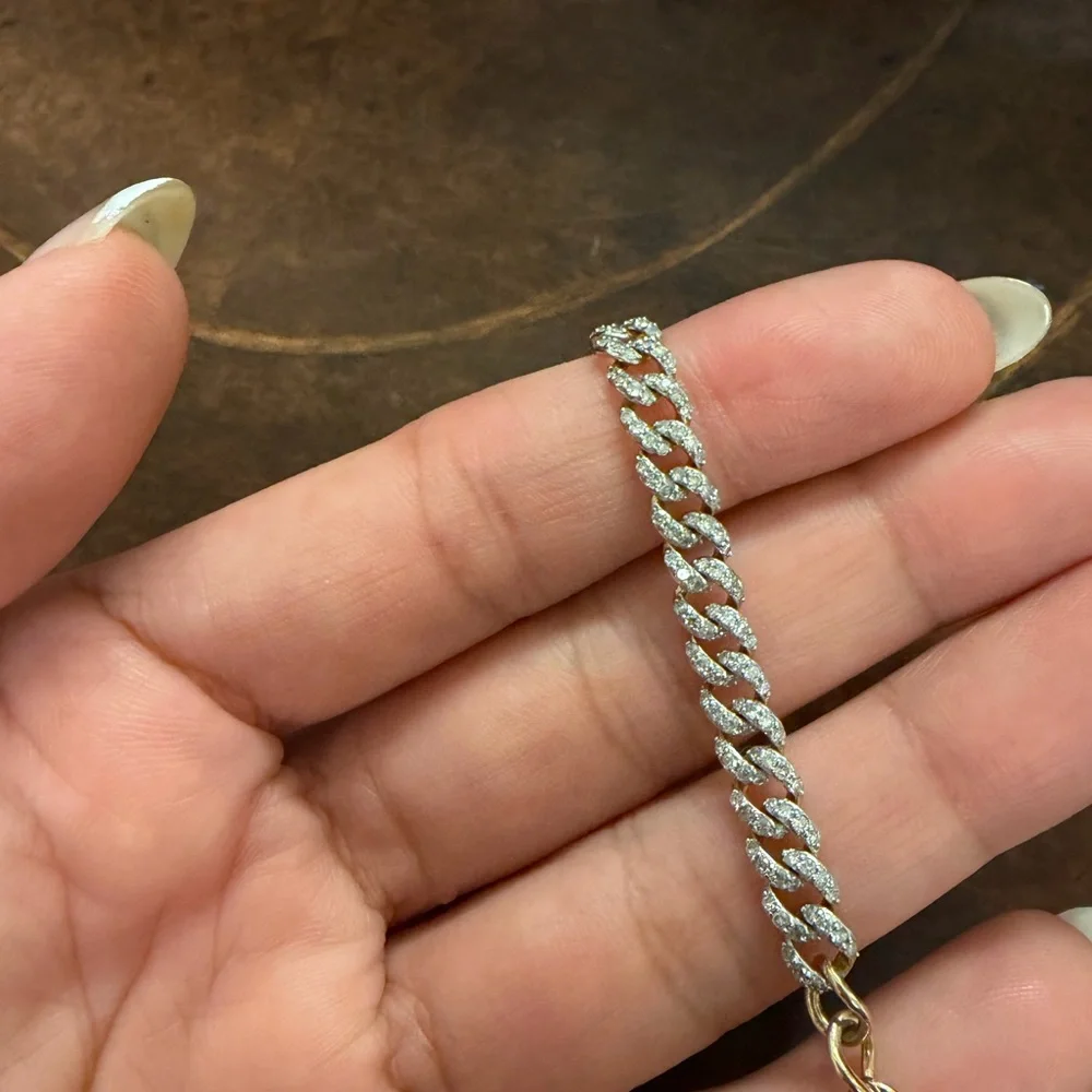 Gold-Tone Crystal Cuban Link Bracelet